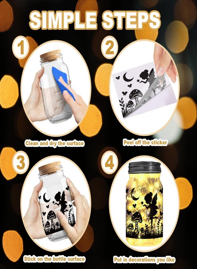 مجموعة ملصقات Peacoblue المكونة من 25 قطعة على شكل جنية، مثالية للأعمال اليدوية، ملصقات ظلية للبرطمانات والعلب الزجاجية والجدران والنوافذ والفوانيس، مناسبة لعيد الميلاد، غرف النوم، المكاتب، المنازل، والأعمال اليدوية المنزلية. - Image 3